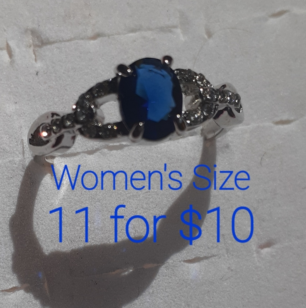 Inlaid Sapphire Zircon Size 11 Ring